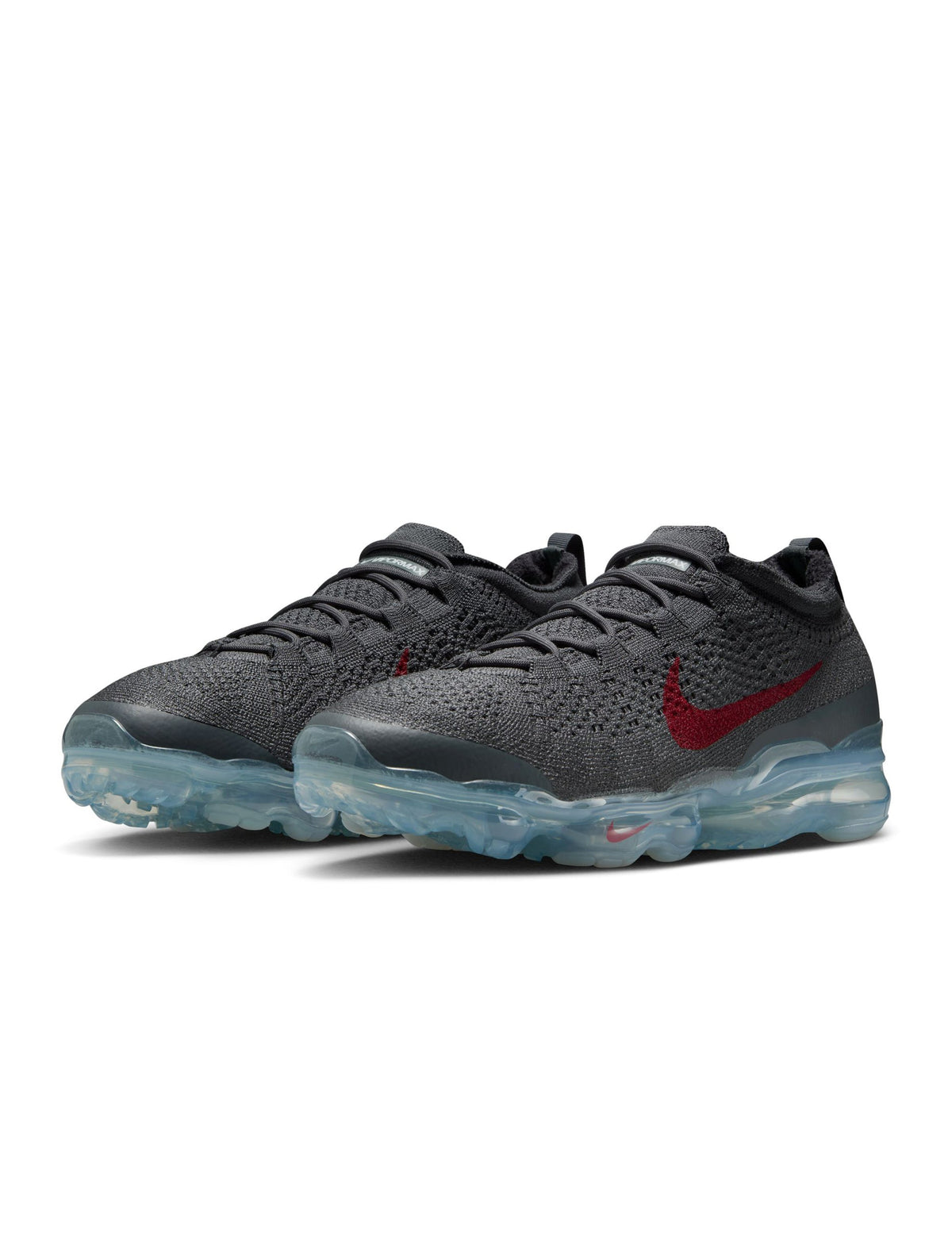 Nike Men's Air VaporMax 2023 Flyknit dark grey gym red sneakers by Denim Exchange