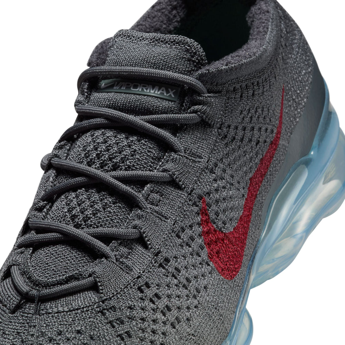 Men’s Nike Air Vapormax 2023 Flyknit sneakers in dark grey with Gym Red accents