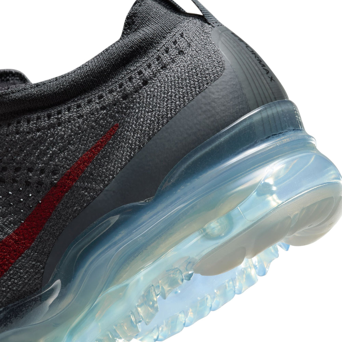 Nike Men's Air Vapormax 2023 Flyknit dark grey and gym red men's footwear sneaker from Denim Exchange