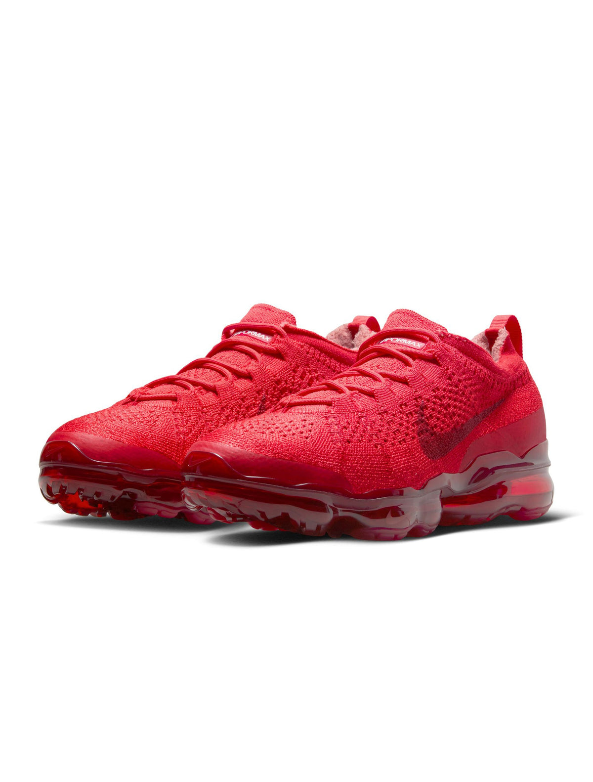 Denim Exchange men’s Nike Air VaporMax 2023 Flyknit shoes in Track Red, side view