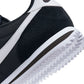 Nike Womens Cortez black and white sneakers, classic athletic footwear for women, featuring a sleek design and comfortable fit.