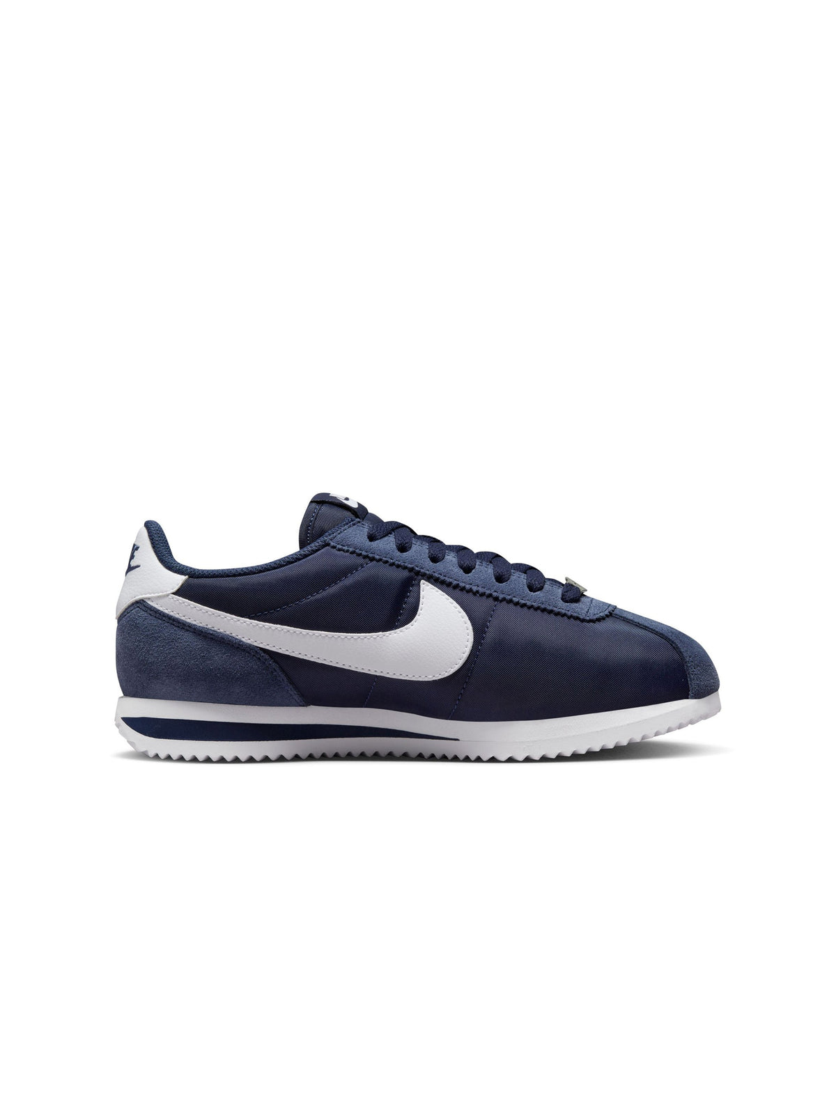 Nike Womens Cortez Midnight Navy sneakers, stylish navy blue footwear with white accents, designed for comfort and casual wear.