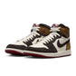 Men's Air Jordan 1 Retro High Love Letter sneakers in red and white leather, featuring Nike swoosh and high-top design.