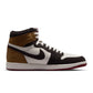 Men's Air Jordan 1 Retro High Love Letter sneaker in red and white leather, featuring Nike swoosh and high-top design.