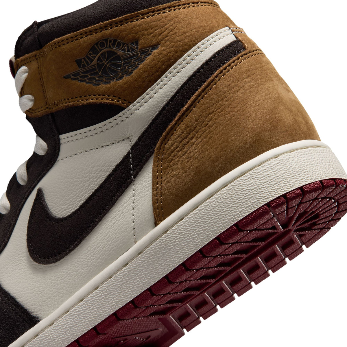Men's Air Jordan 1 Retro High Love Letter sneakers in red and white leather, showcasing Nike branding and stylish high-top design.