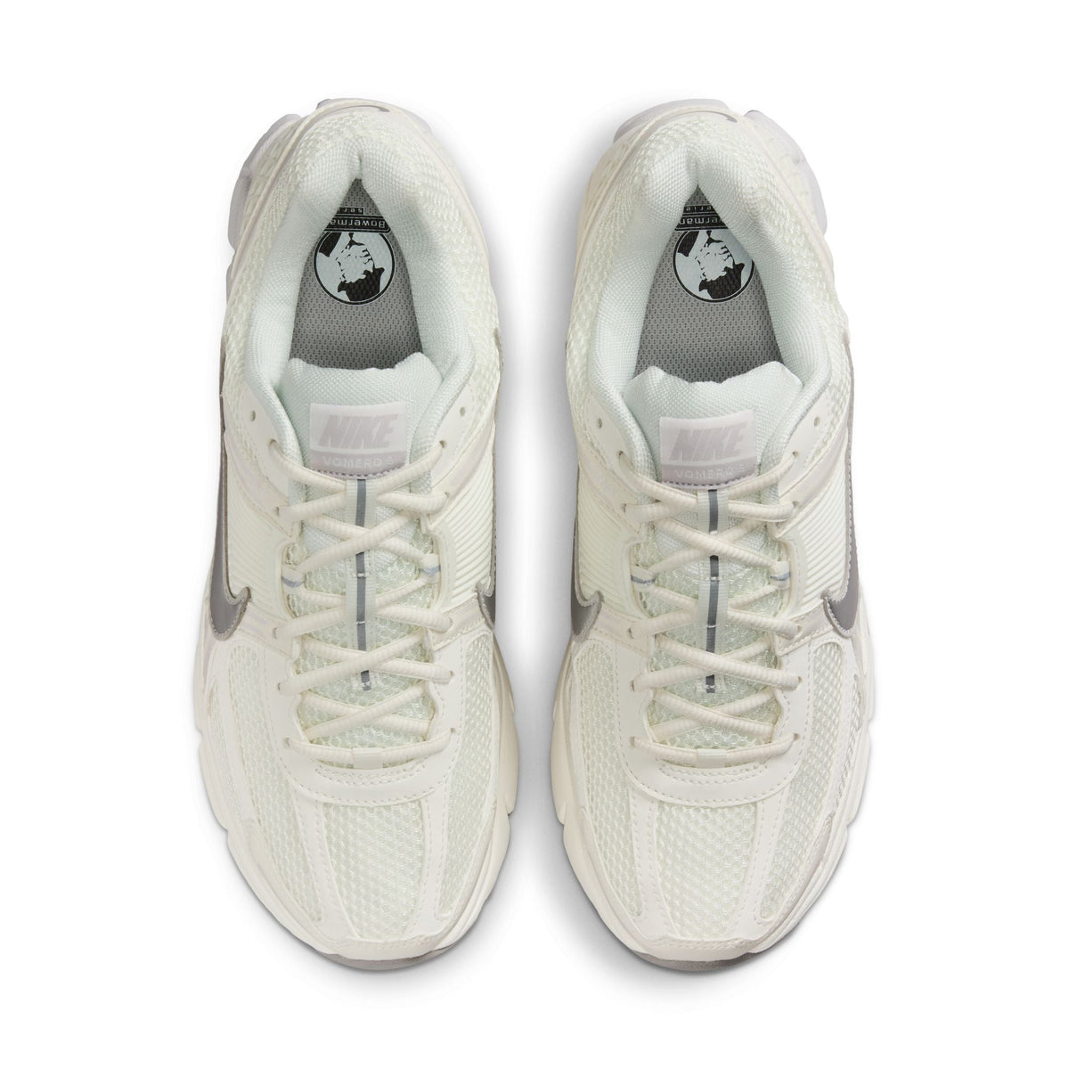 Nike men's Zoom Vomero 5 sneakers in Sail colorway, side view.