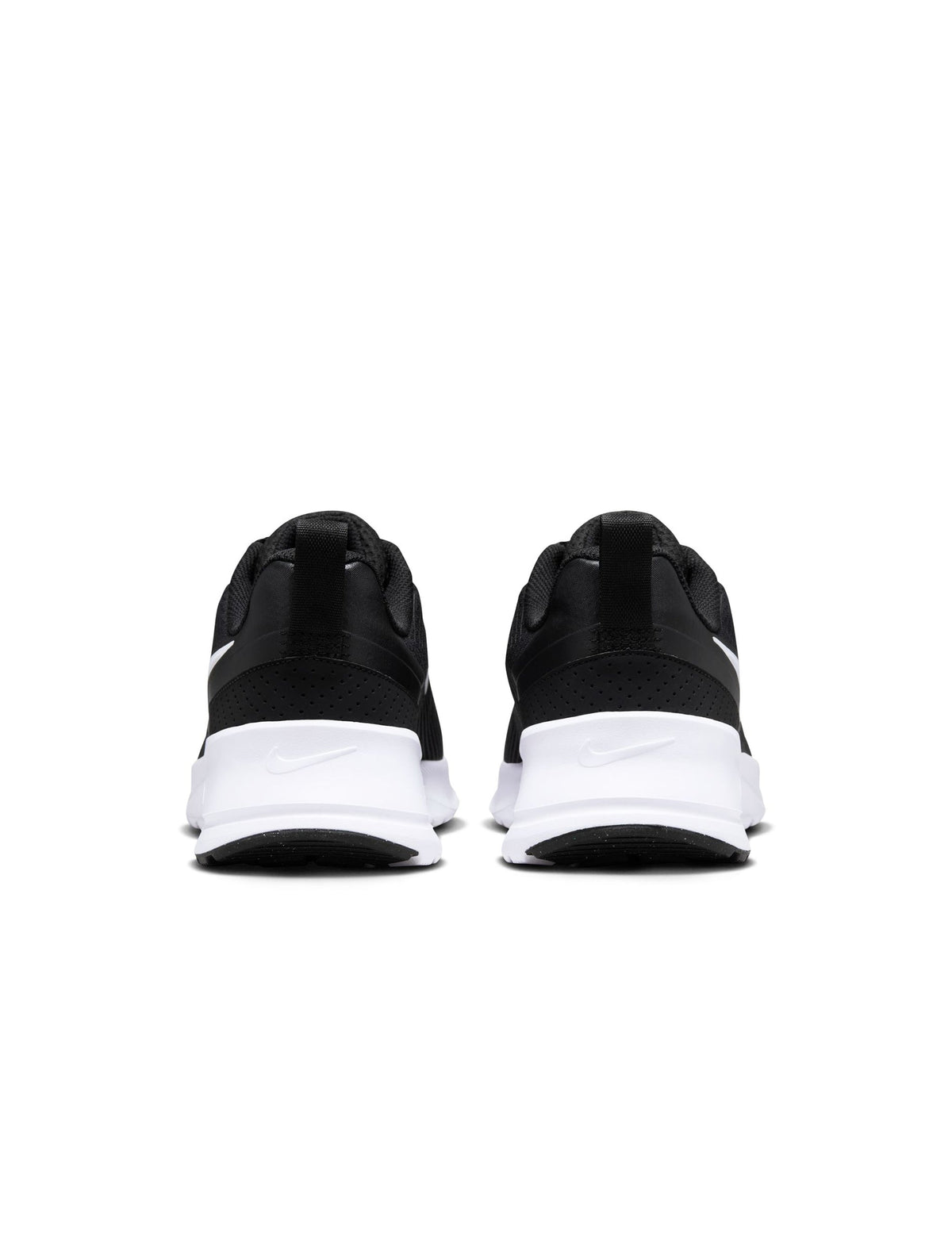 Nike Mens Air Max Nuaxis black and white athletic shoes showcasing sleek design and breathable mesh upper.