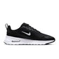 Nike Mens Air Max Nuaxis black and white athletic shoes with breathable mesh and cushioned sole for comfortable everyday wear.