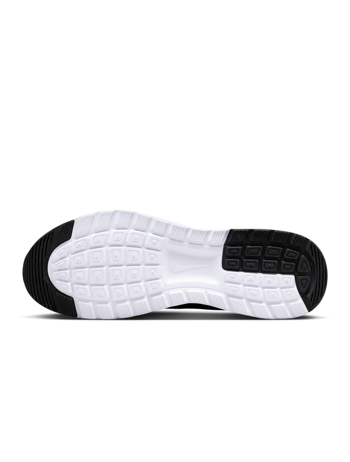 Nike Mens Air Max Nuaxis black and white men's footwear showing the sleek sneaker design with Nike branding.