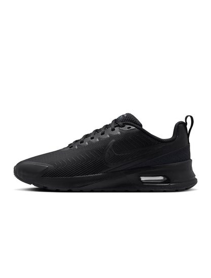 Nike Men's Air Max Nuaxis sneakers in black featuring a sleek design and visible Air Max cushioning for comfort.