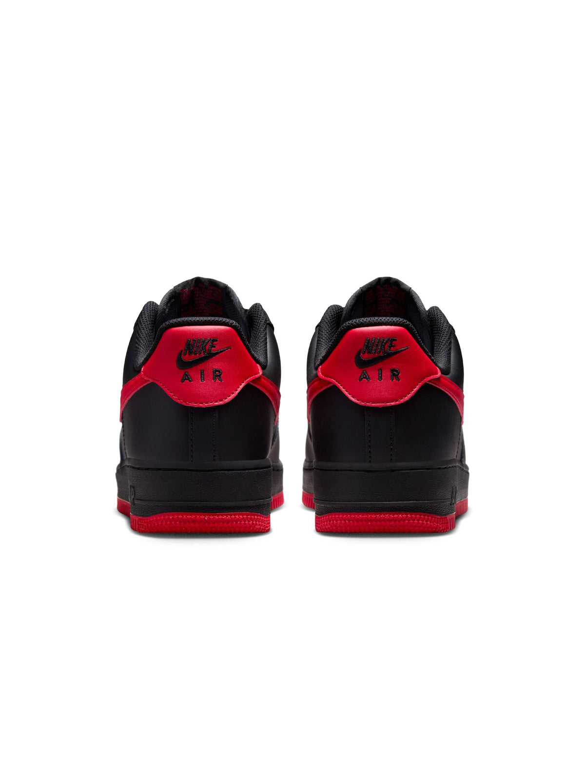 Nike Men's Air Force 1 '07 black and university red sneakers - side view