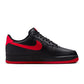 Nike Men's Air Force 1 '07 black and University Red sneakers, side view