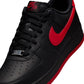 Nike men's Air Force 1 '07 black and University Red sneakers, side view