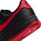 Nike men’s Air Force 1 ’07 sneakers in black with University Red accents