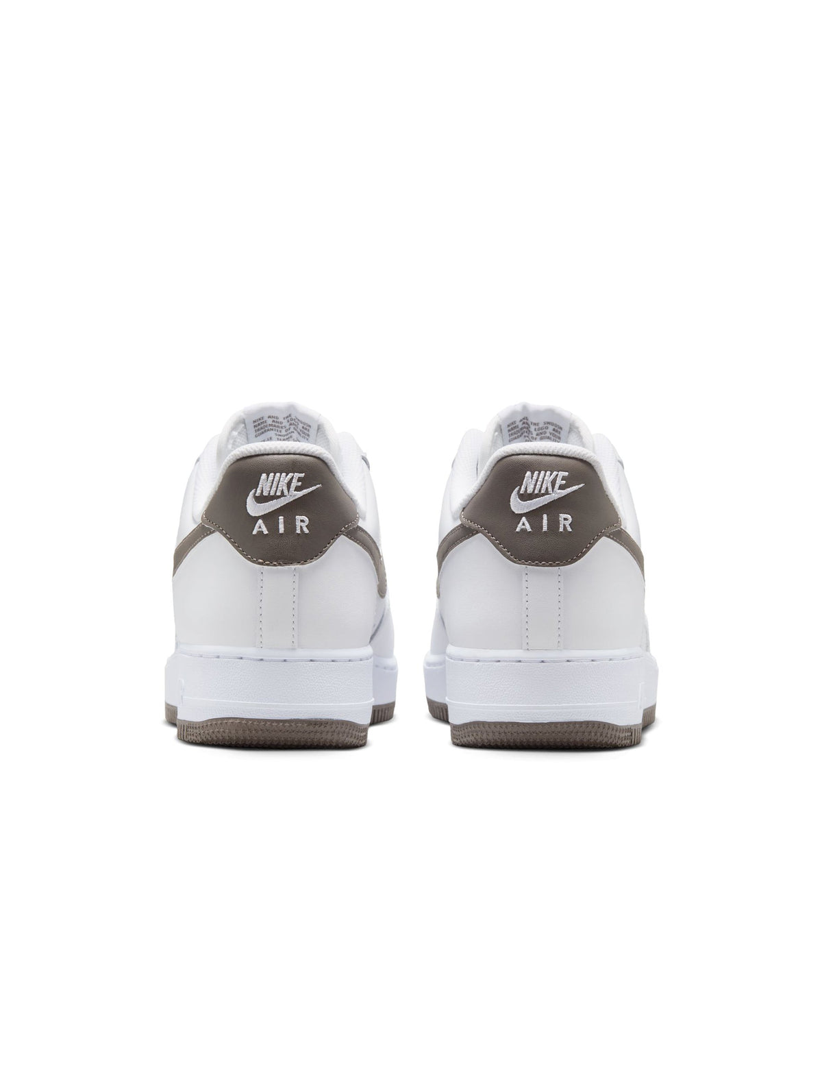 Nike Men's Air Force 1 '07 white and Cave Stone sneakers, side view