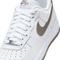 Nike men's Air Force 1 '07 sneakers in White and Cave Stone leather with classic low-top design