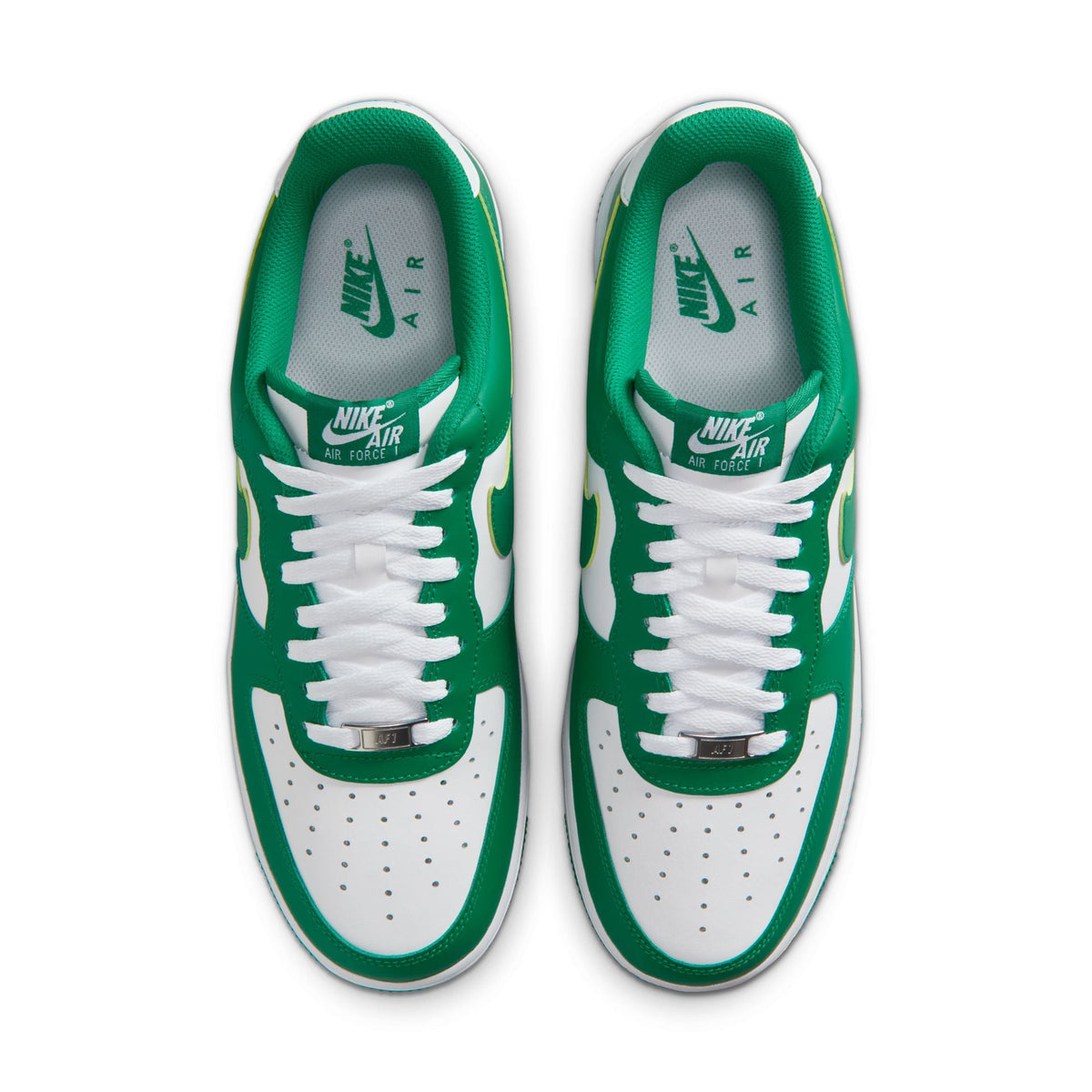 Nike men's Air Force 1 '07 white and Malachite sneakers
