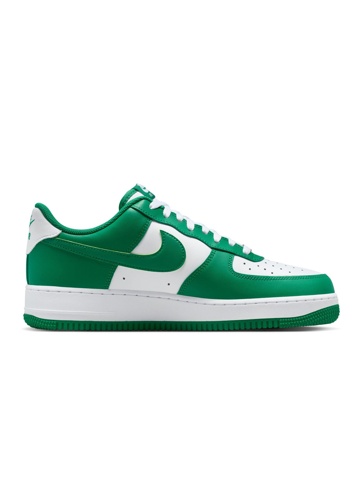 Nike Men's Air Force 1 ’07 white and Malachite sneakers, side view