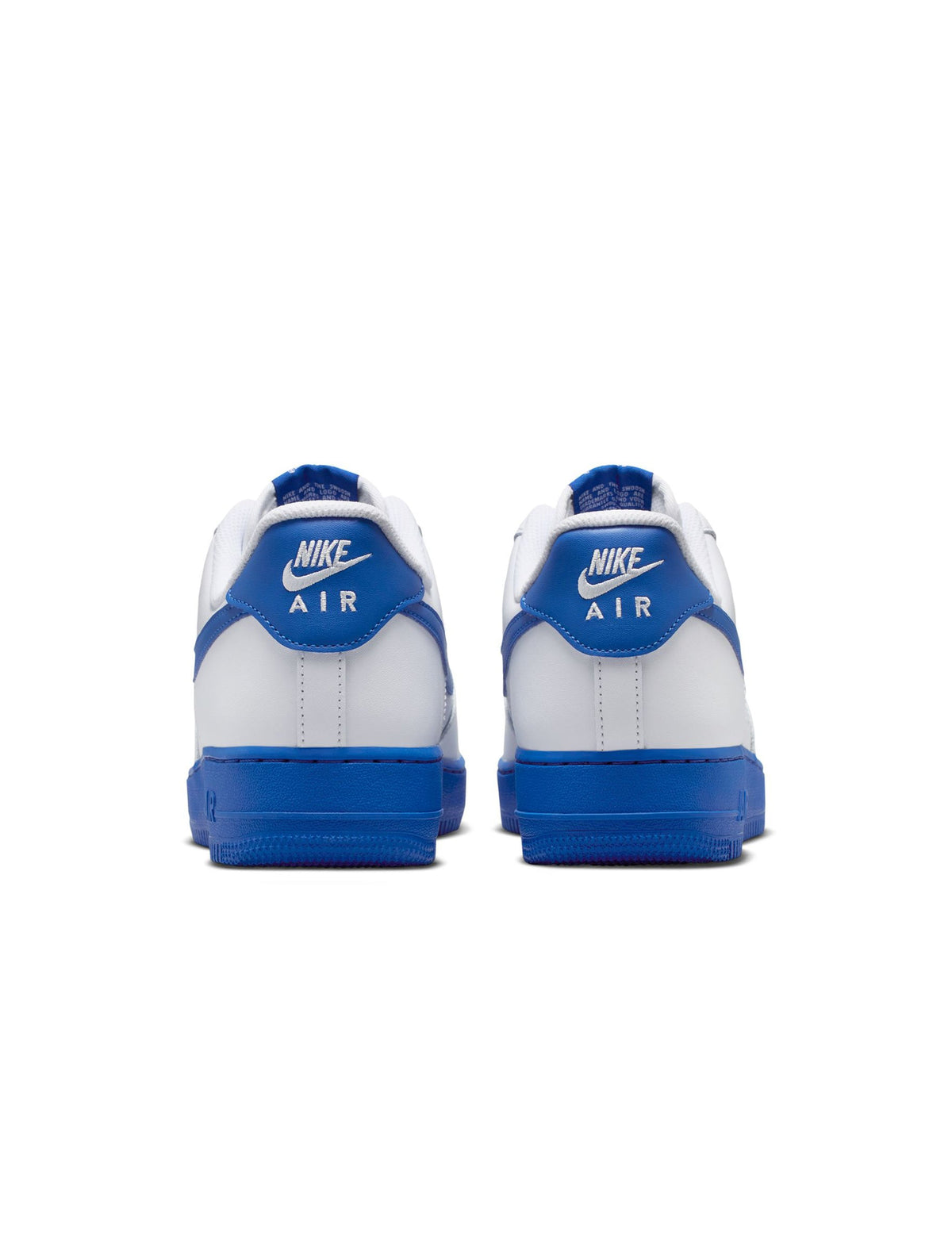 Nike Men's Air Force 1 '07 white and royal blue sneakers, side view