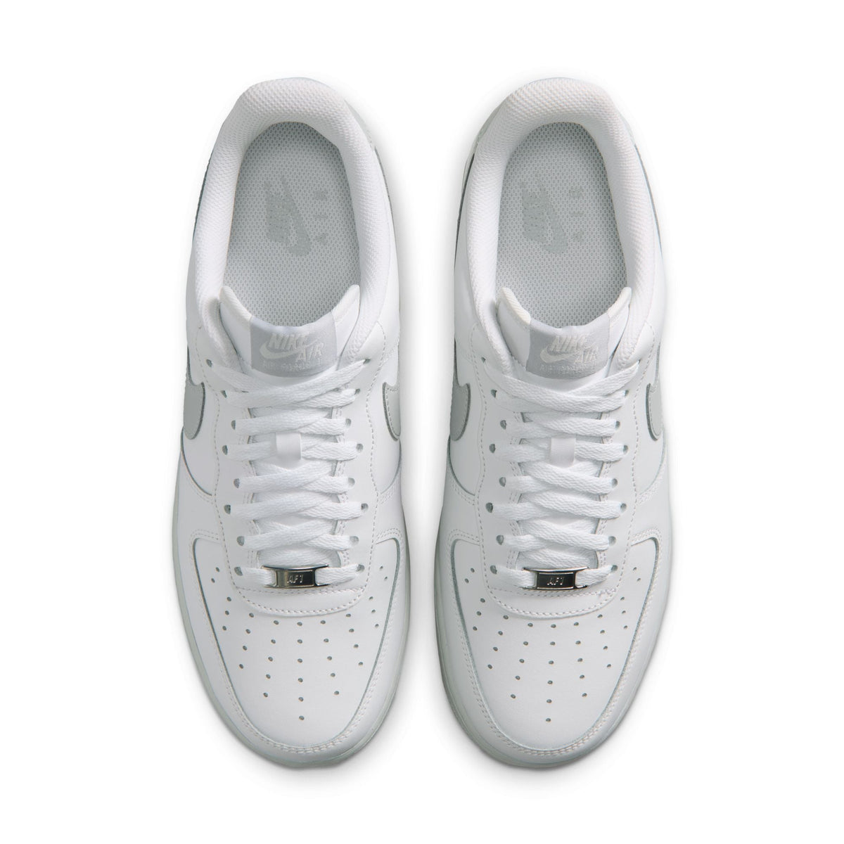 Nike men's Air Force 1 '07 sneakers in Summit White, side view of low-top footwear