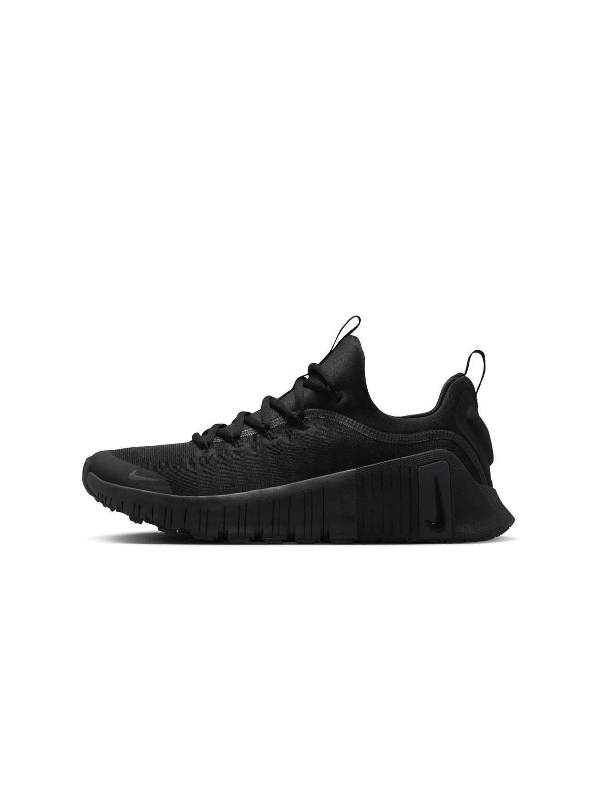 Nike Women's Free Metcon 6 athletic shoes in black and anthracite, designed for training and gym workouts.