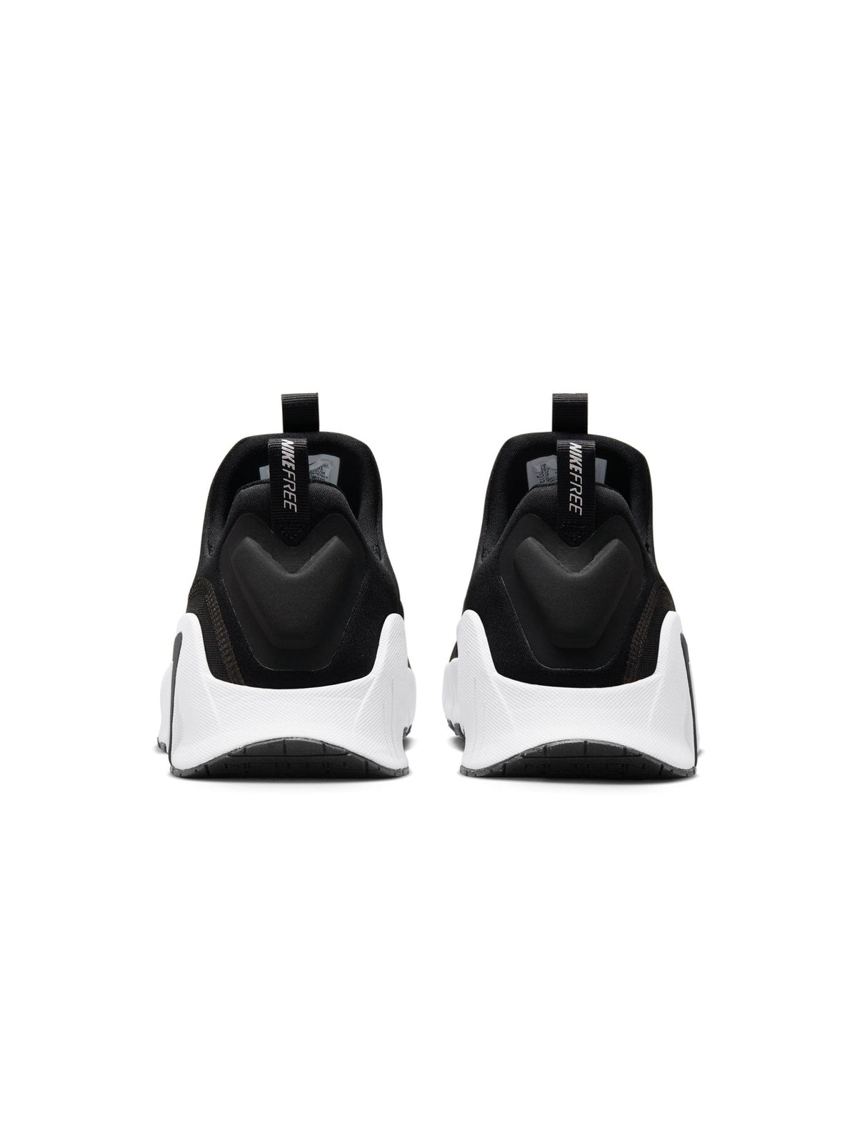 Nike Men's Free Metcon 6 men's footwear in black and white, side view