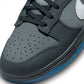 Nike Mens Dunk Low in Pure Platinum, denim exchange footwear with sleek design and metallic finish, displayed on a plain background.