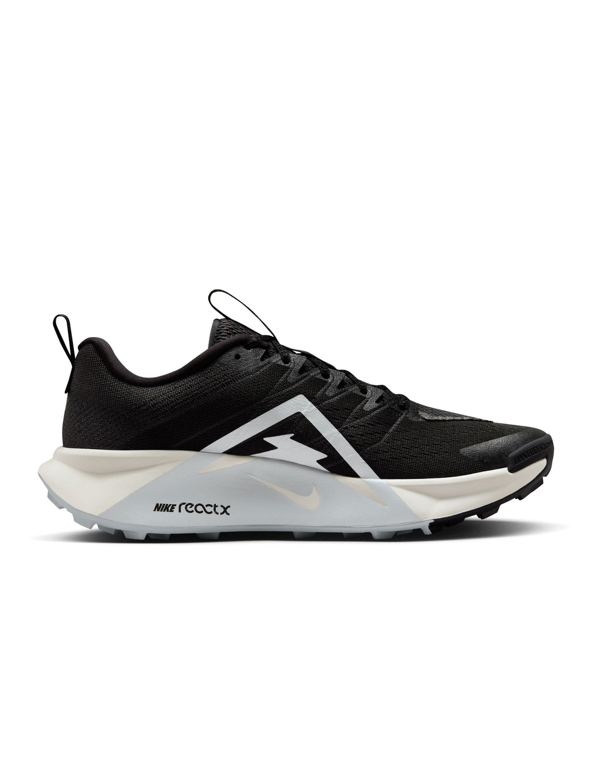 Nike Men's Wildhorse 10 black and Wolf Grey trail running shoes, side view