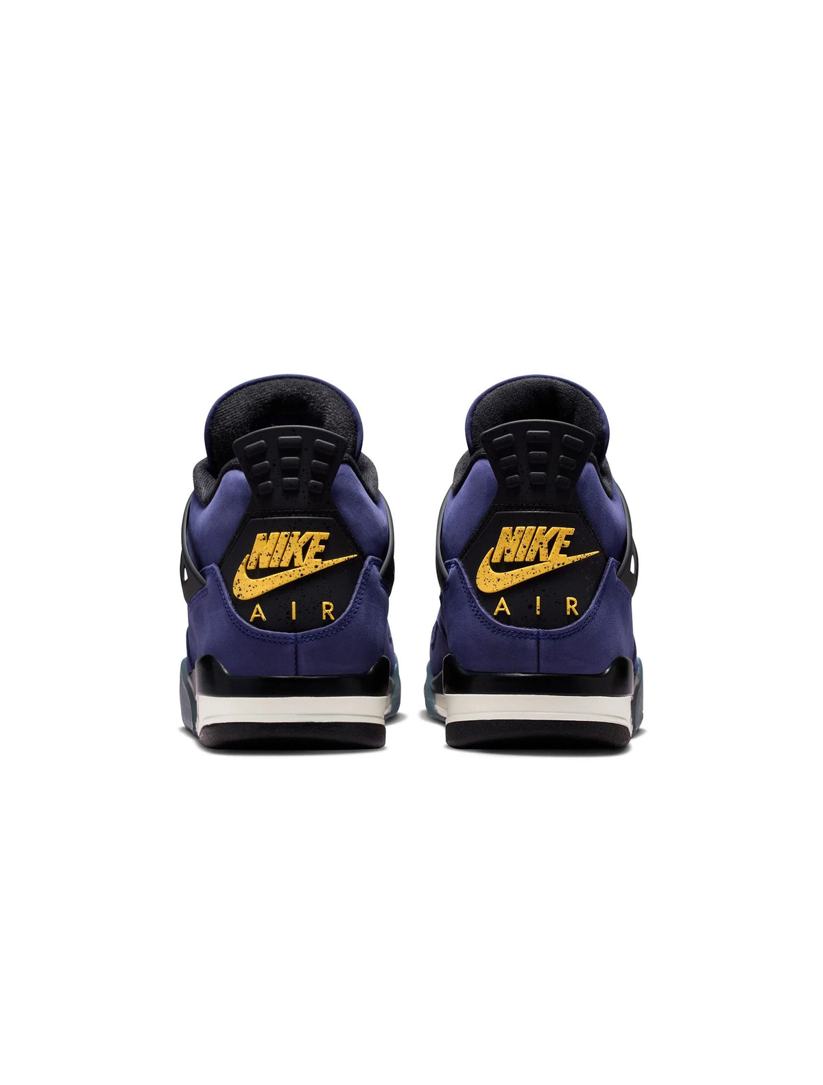 Denim Exchange Air Jordan Men's 4 Retro Lakers sneakers in purple and gold suede with mesh details