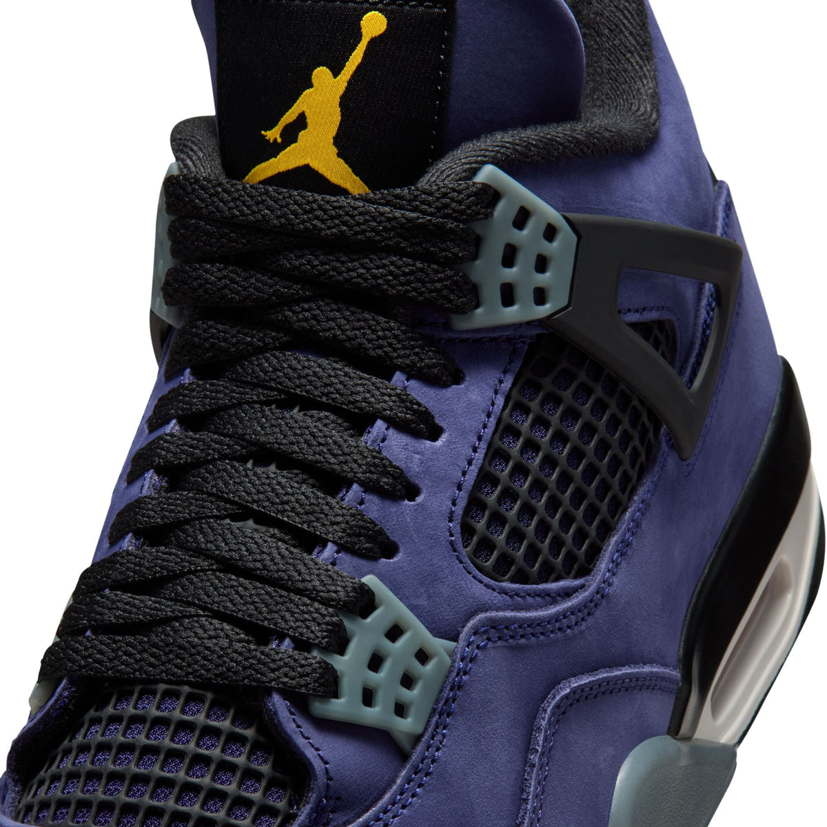 Air Jordan Men's 4 Retro Lakers footwear by Denim Exchange in purple and gold colorway