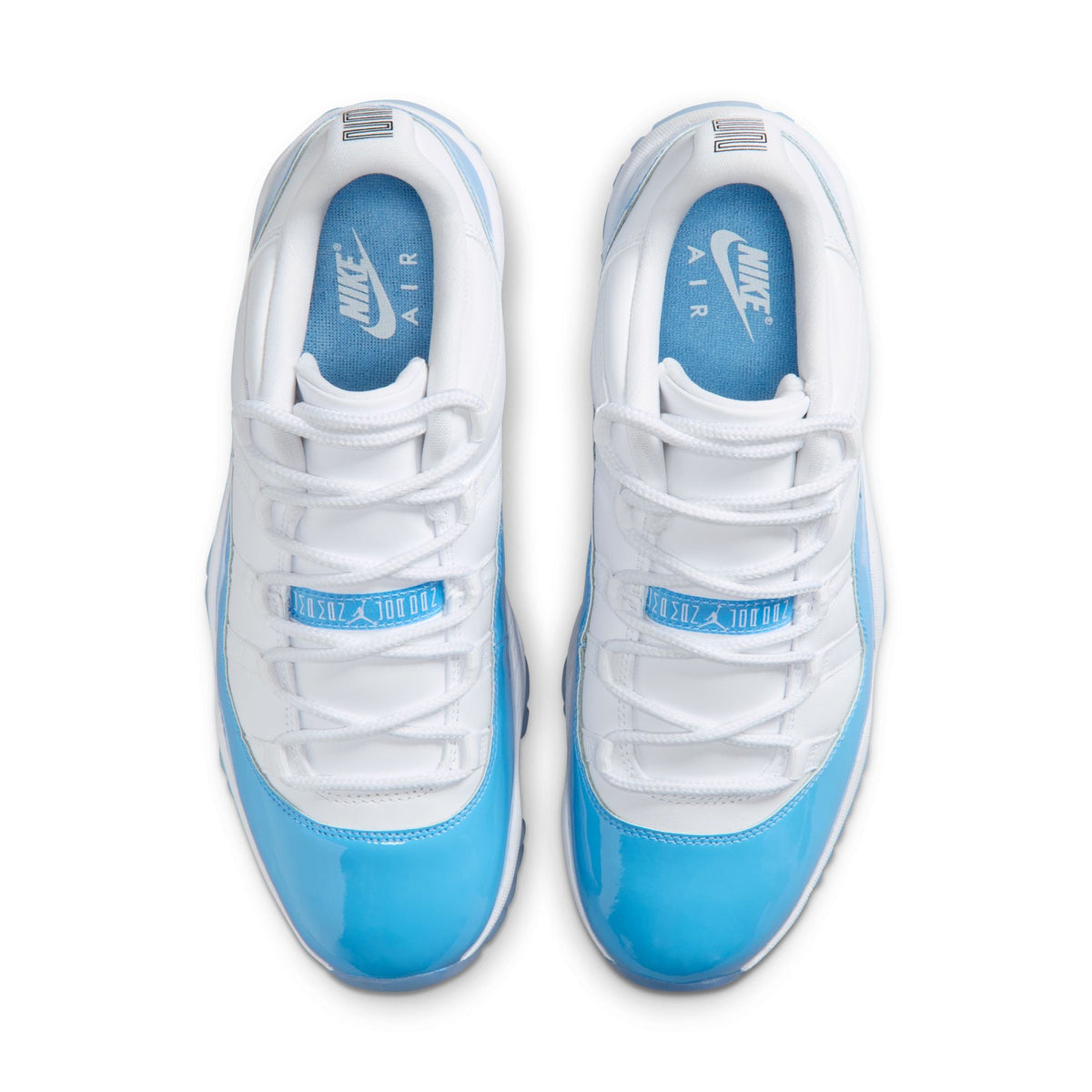 Men's Air Jordan 11 Retro Low University Blue footwear by Denim Exchange, featuring a blue and white design with signature style.