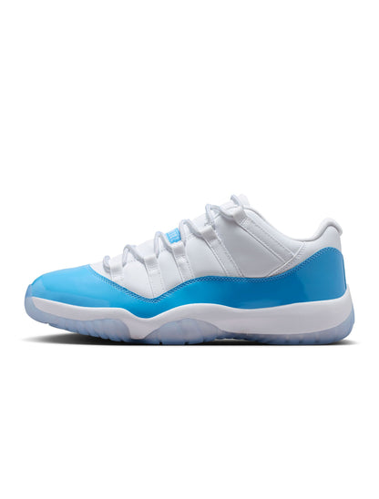 Men's Air Jordan 11 Retro Low University Blue sneakers, stylish men's footwear with blue and white design, by Denim Exchange