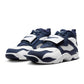 Nike men's Air Diamond Turf Cowboys footwear in white and navy with Nike branding and athletic design.