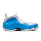 Nike men's Air Foamposite Pro sneakers in University Blue, featuring a sleek design and bold colorway on white outsole.