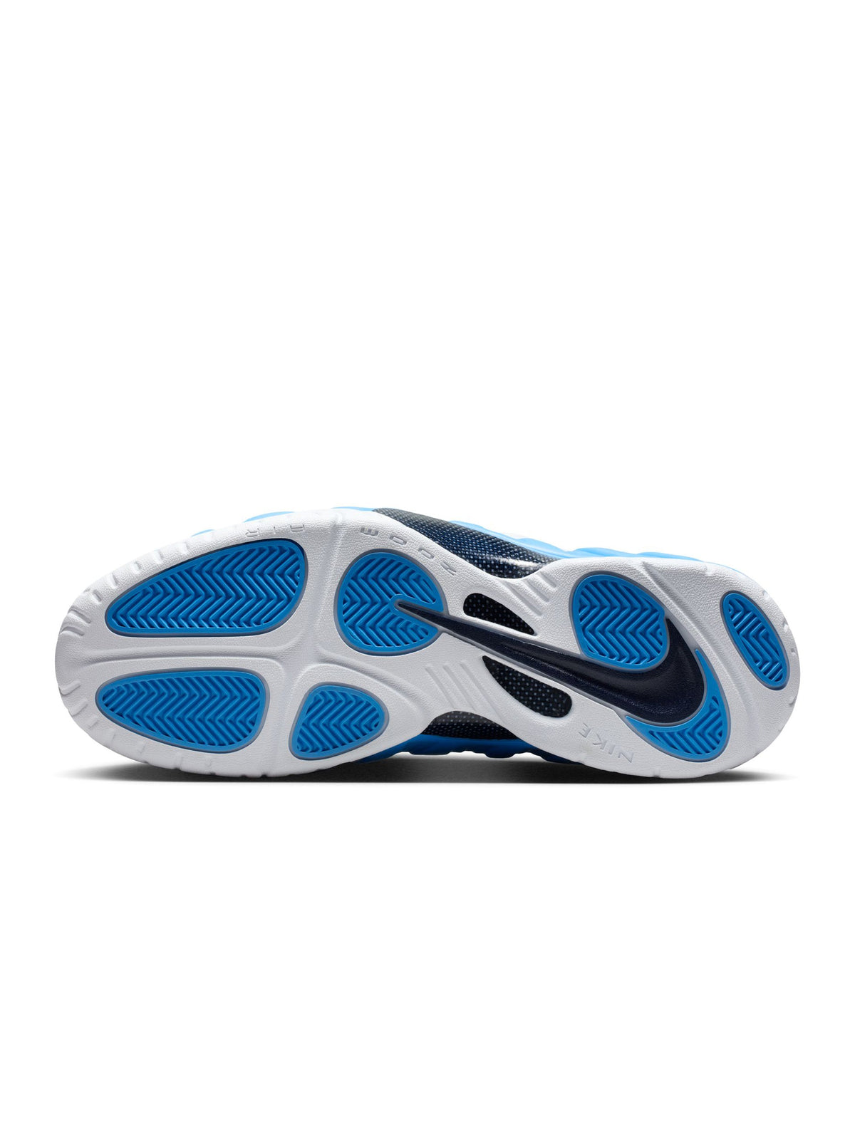 Nike men's Air Foamposite Pro sneakers in University Blue, featuring sleek design and bold color, perfect for athletic or casual wear.