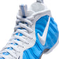 Nike men's Air Foamposite Pro sneakers in University Blue, showcasing the distinctive design and sleek blue color.