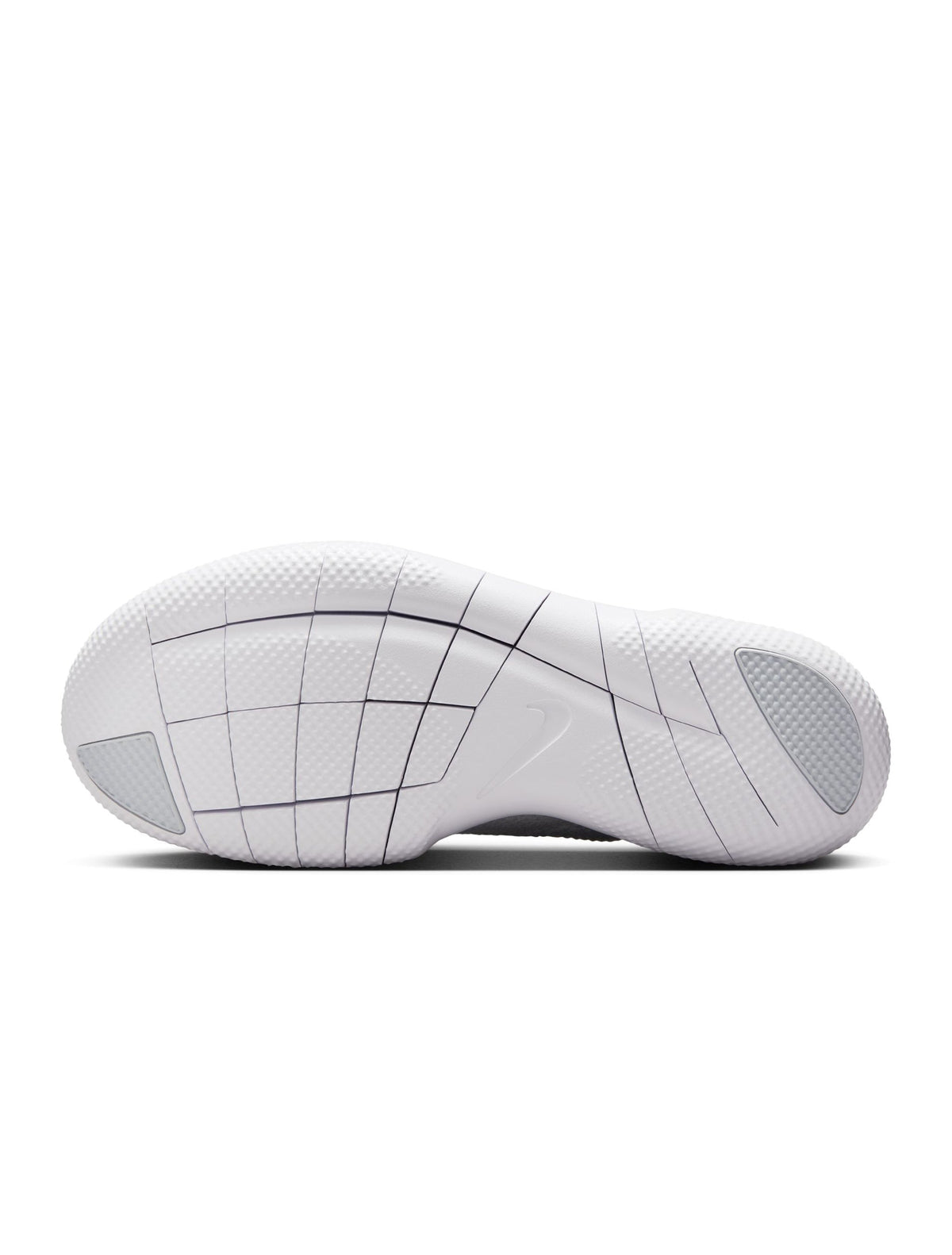 Nike men's Free 2025 white athletic footwear with breathable mesh upper and cushioned sole, displayed on a plain background.