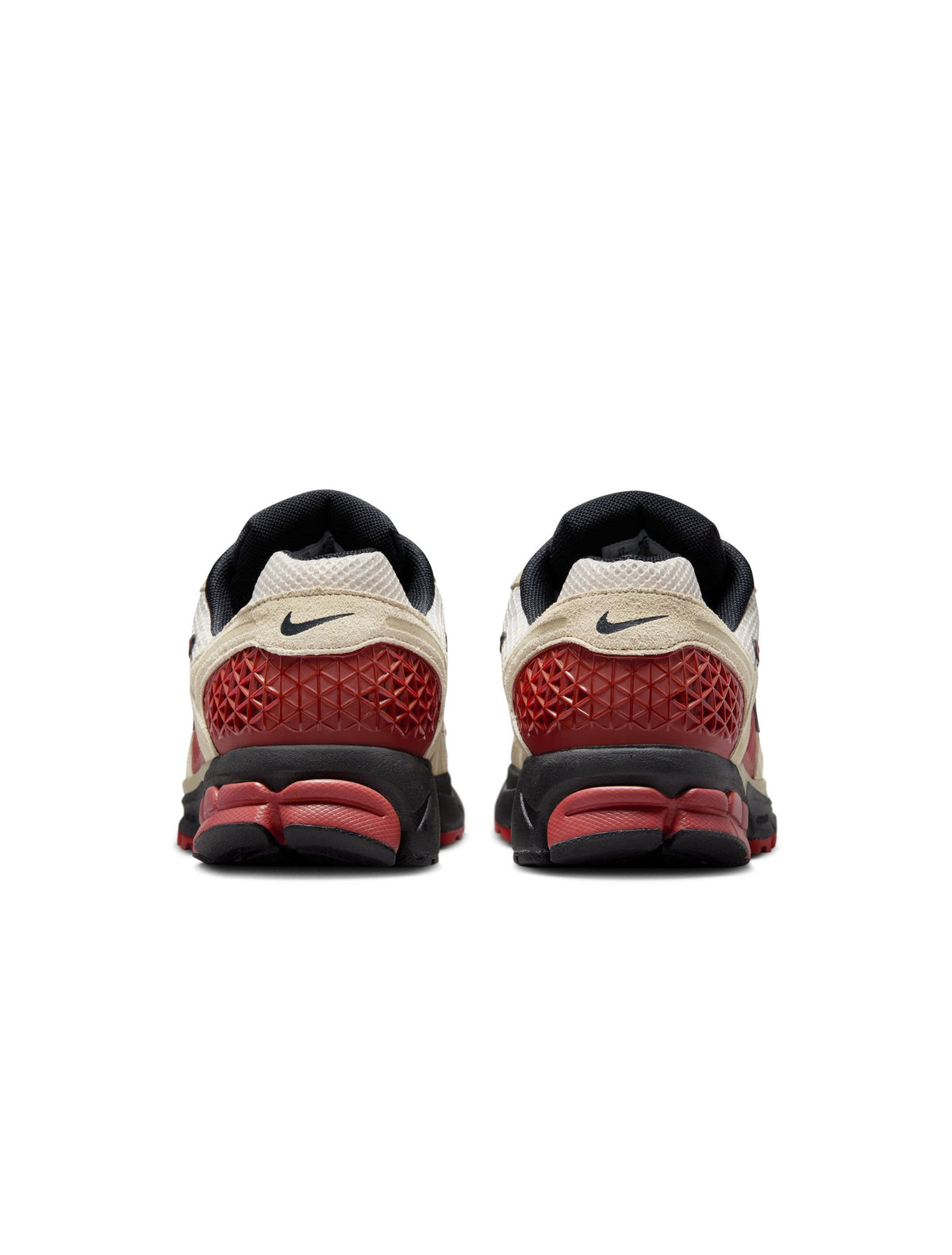 Nike men's Zoom Vomero 5 sneakers in desert khaki and black with layered mesh and synthetic panels