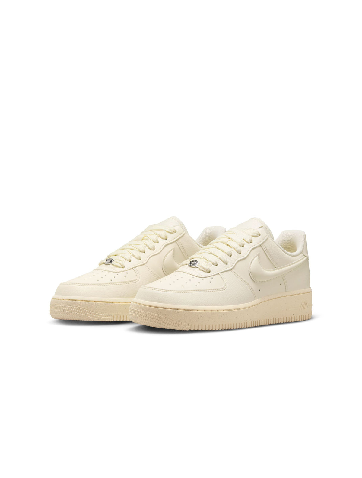 Nike Womens Air Force 1 Low Coconut Milk sneakers, white leather footwear with Nike swoosh and stylish design details.