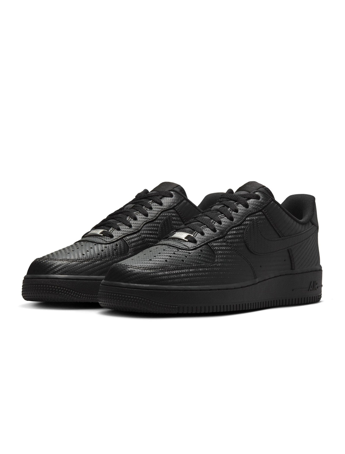 Men's Nike Air Force 1 '07 sneakers in Black Carbon Fiber with a low-top design and textured detailing