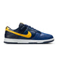Nike men's Dunk Low Retro Blue Legend sneakers featuring blue leather and white accents, displayed on a plain background.