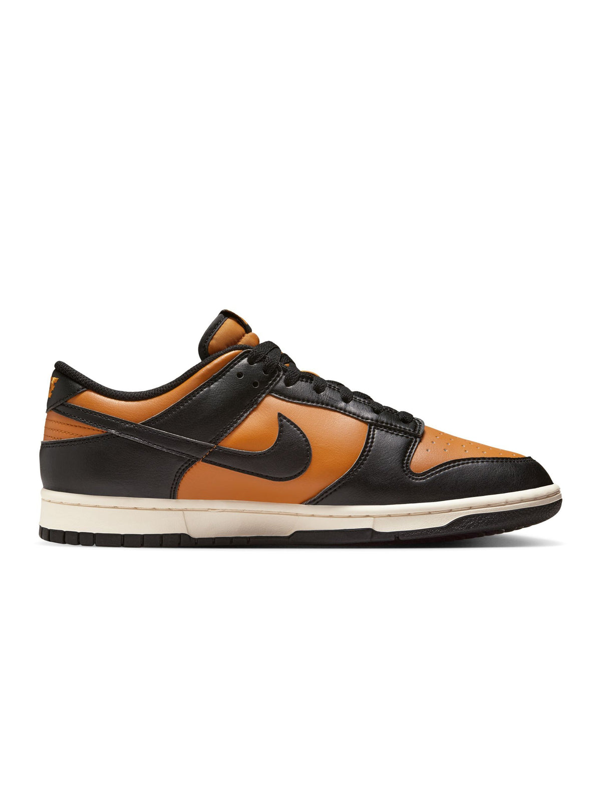 Nike men's Dunk Low Retro sneakers in Desert Ochre, side view.