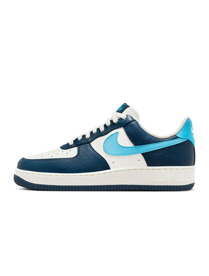Nike men's Air Force 1 '07 sneakers in Armory Navy and Baltic Blue, side view