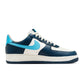 Nike men's Air Force 1 '07 sneakers in Armory Navy and Baltic Blue, side view