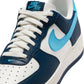 Nike men's Air Force 1 '07 sneakers in Armory Navy and Baltic Blue, side view