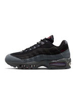 Nike Mens Air Max 95 Big Bubble OG sneakers in black and tough red, showcasing the iconic design and visible air cushioning.