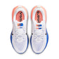 Nike Mens Vomero 18 running shoes in white and blue, featuring a sleek design and breathable mesh upper.