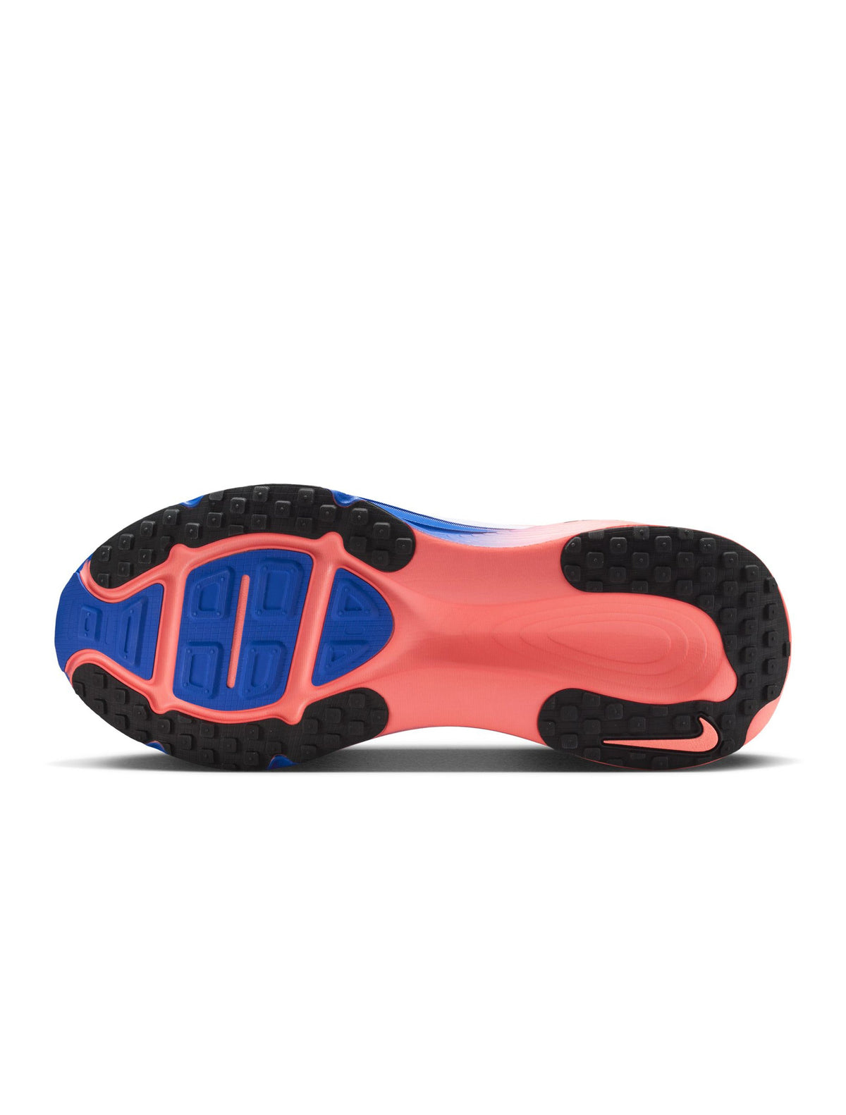 Nike Mens Vomero 18 white and blue athletic footwear with breathable mesh upper and cushioned sole.