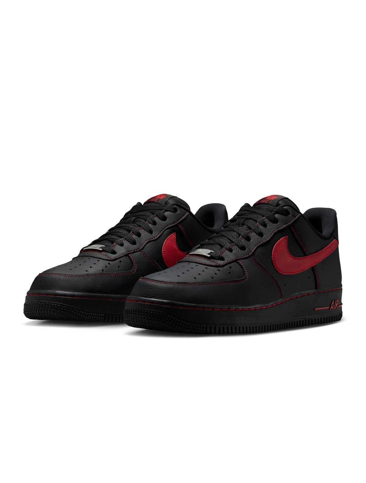 Men's Nike Air Force 1 '07 LV8 sneakers in black with University Red accents