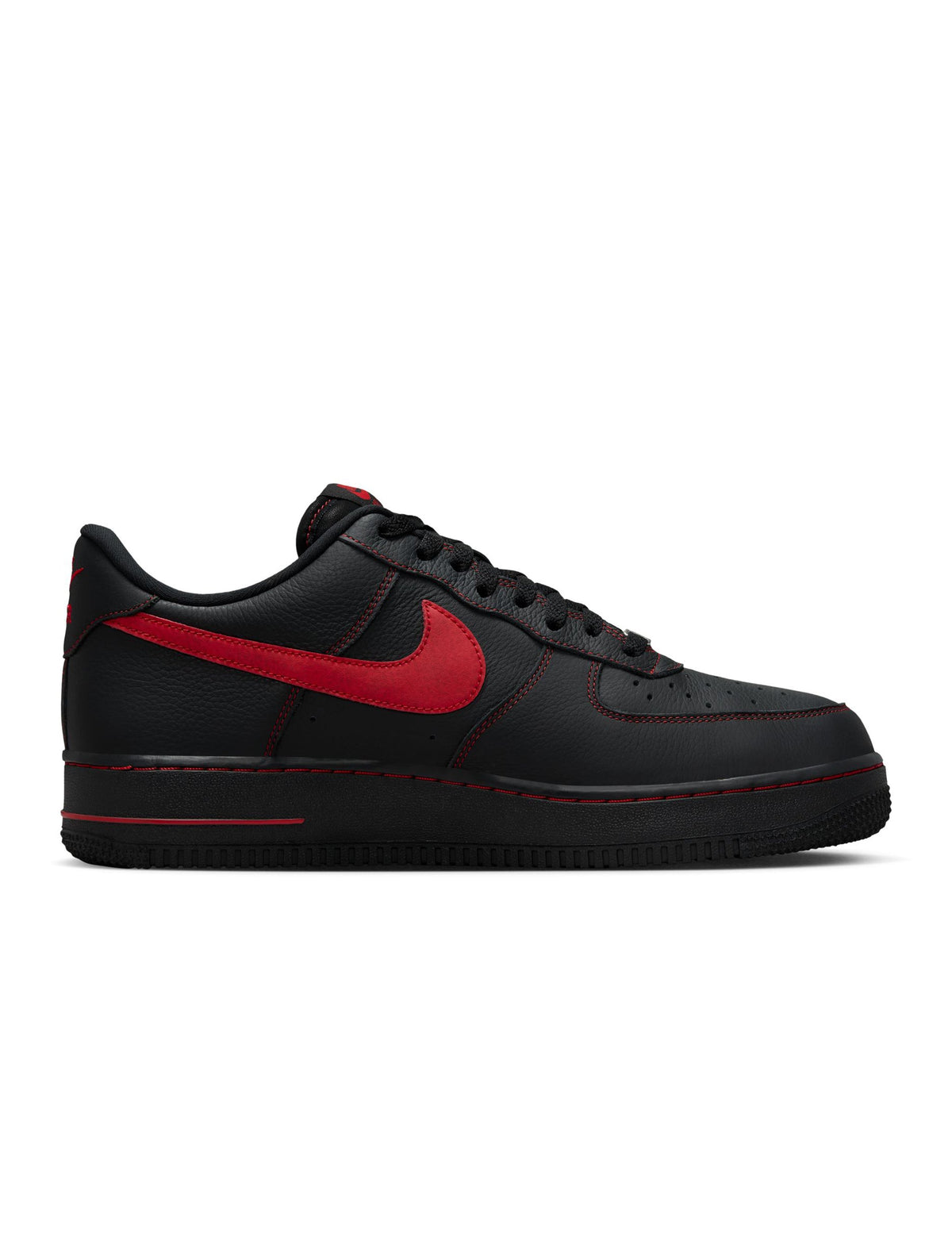 Nike men's Air Force 1 '07 LV8 black and University Red sneakers from Denim Exchange